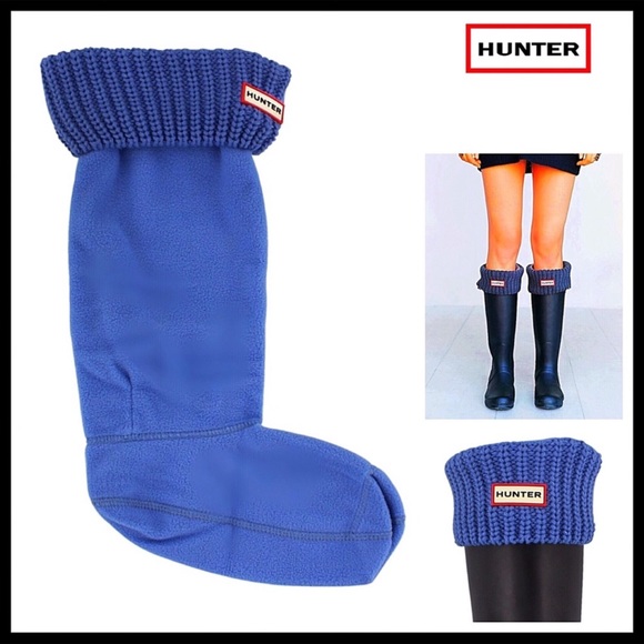 HUNTER ORIGINAL TALL CUFFED BLUE BOOT SOCKS A2C - Picture 8 of 8